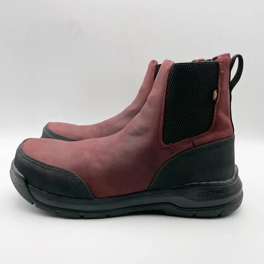 Bogs Womens Shale Leather Chelsea Composite Toe Boot US 9 EU 40 Purple EUC
